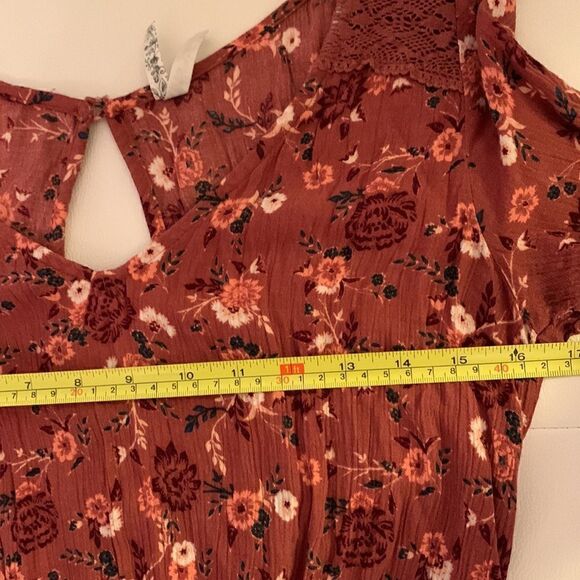 Mudd Floral Rustic Long Sleeve Romper Shorts Size XS - Picture 4 of 9